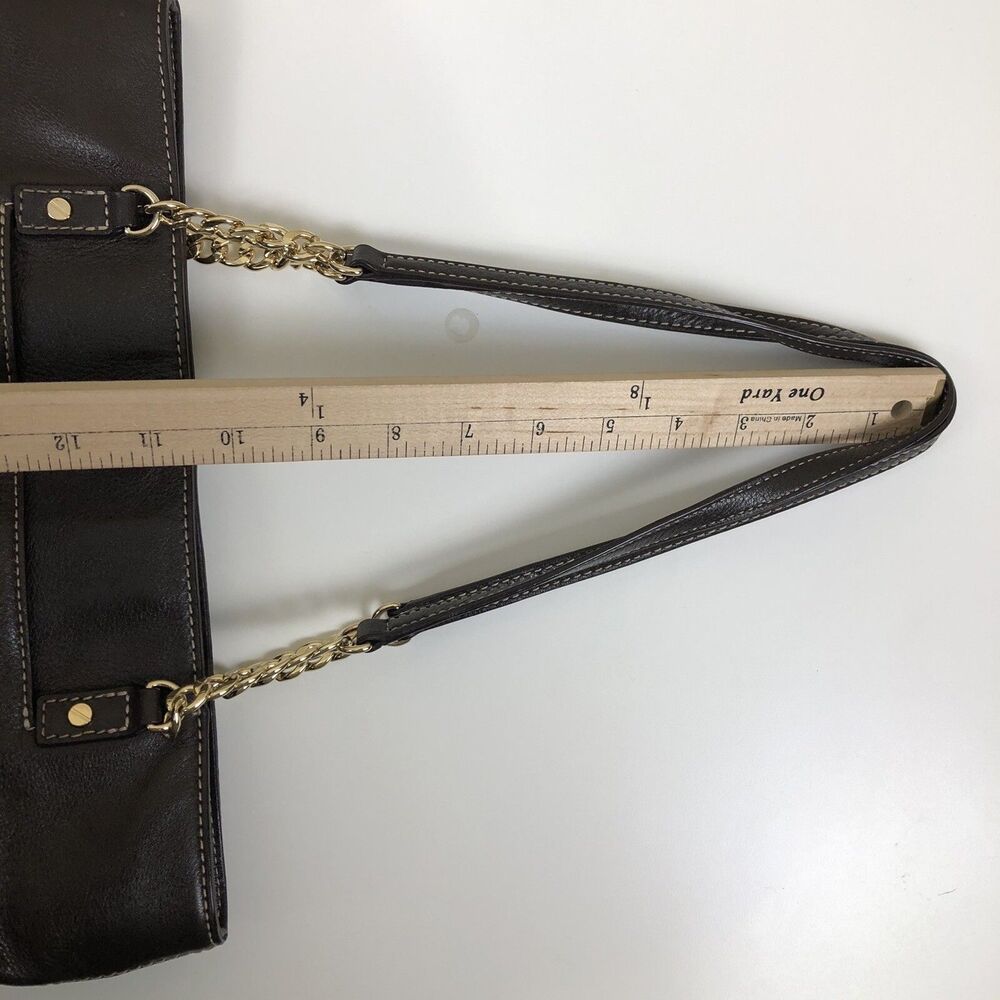 Michael Kors Brown Leather Hand Bag Chain Link & Leather Dual Shoulder Straps‎ - Picture 16 of 16